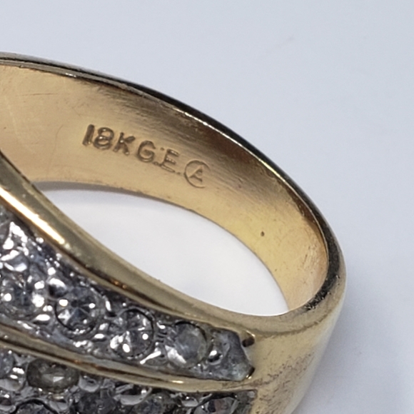 14K GE blue & clear crystal dome ring - Picture 9 of 10